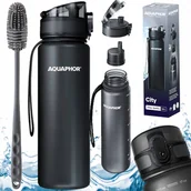 Butelki filtrujące - Czarna Butelka filtrująca AQUAPHOR CITY 0,5 L + szczoteczka czyszcząca - miniaturka - grafika 1