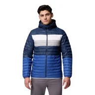 Kurtki męskie - Columbia Męska kurtka z kapturem Powder Pass, kurtka puchowa z kapturem, niebieski (Mtn Blue), Coll Navy, biały, kolor szary, XXL - miniaturka - grafika 1