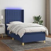 Łóżka - Lumarko Łóżko kontynentalne z materacem, niebieskie, 100x200cm, tkanina - miniaturka - grafika 1