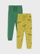 Spodnie i spodenki dla chłopców - Sinsay - Spodnie dresowe jogger 2 pack - zielony - miniaturka - grafika 1