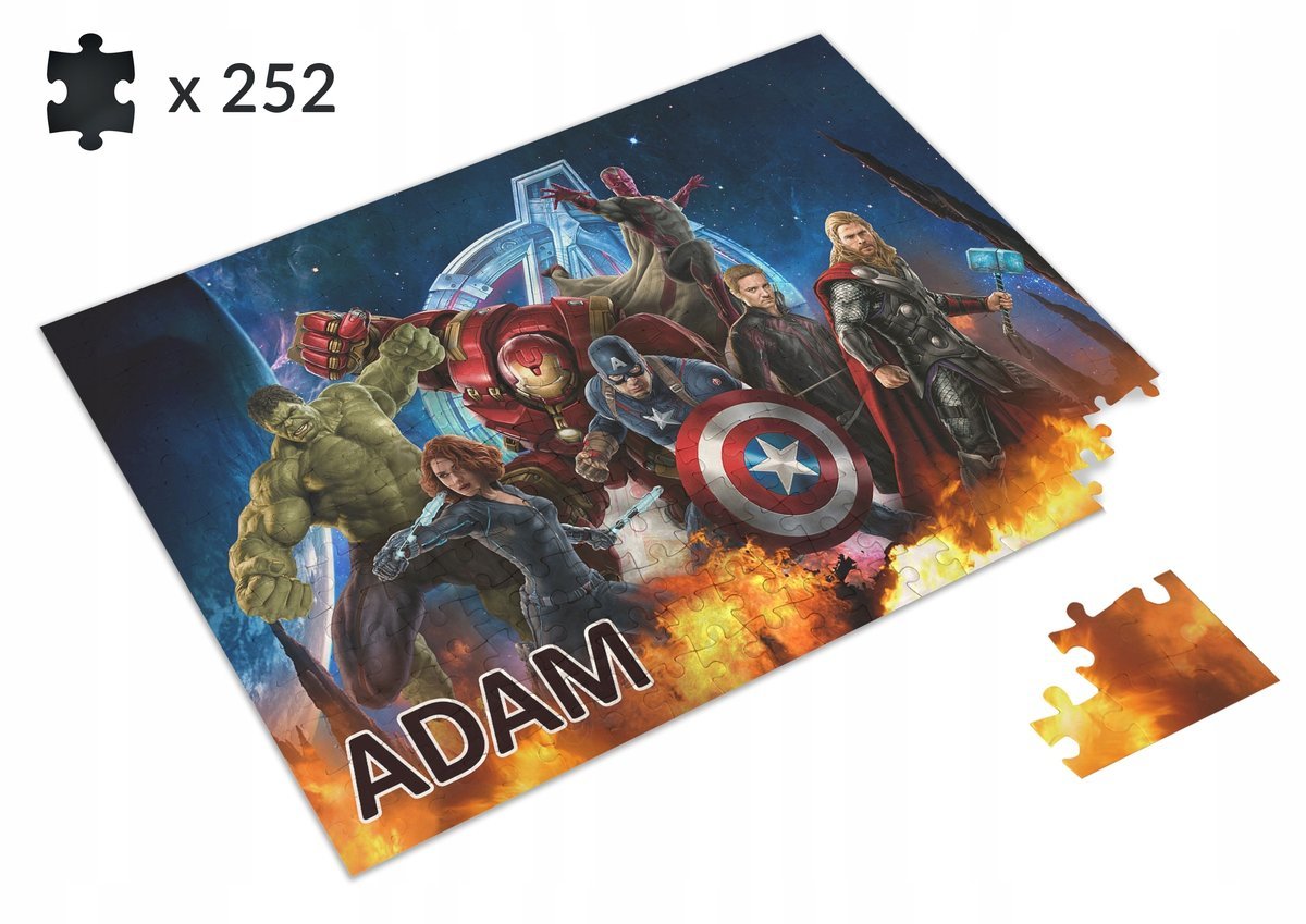 Puzzle Avengers Hulk Marvel + Imię Dziecka 252 el.