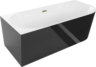 Mexen Mia wanna wolnostojąca narożna lewa 150 x 75 cm, biała/czarna, przelew złoty - 52691507575L-50 - Wanny - miniaturka - grafika 1