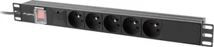 lanberg Listwa zasilająca rack PDU 19 cali 1U 16A 5x230V 2m czarna C14 - Listwy zasilające - miniaturka - grafika 1