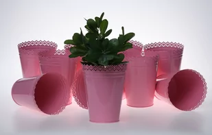 10 x osłonka doniczka metalowa różowa śr. 15 cm - Donice - miniaturka - grafika 1