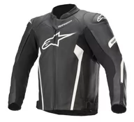 Odzież motocyklowa - Alpinestars Męska kurtka Faster V2 Leather Jacket Black/Fluo Red - miniaturka - grafika 1
