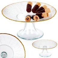 Tace i patery - Patera na ciasto babeczki owoce na tort szklana na nóżce złota 21cm VILDE 139724 - miniaturka - grafika 1