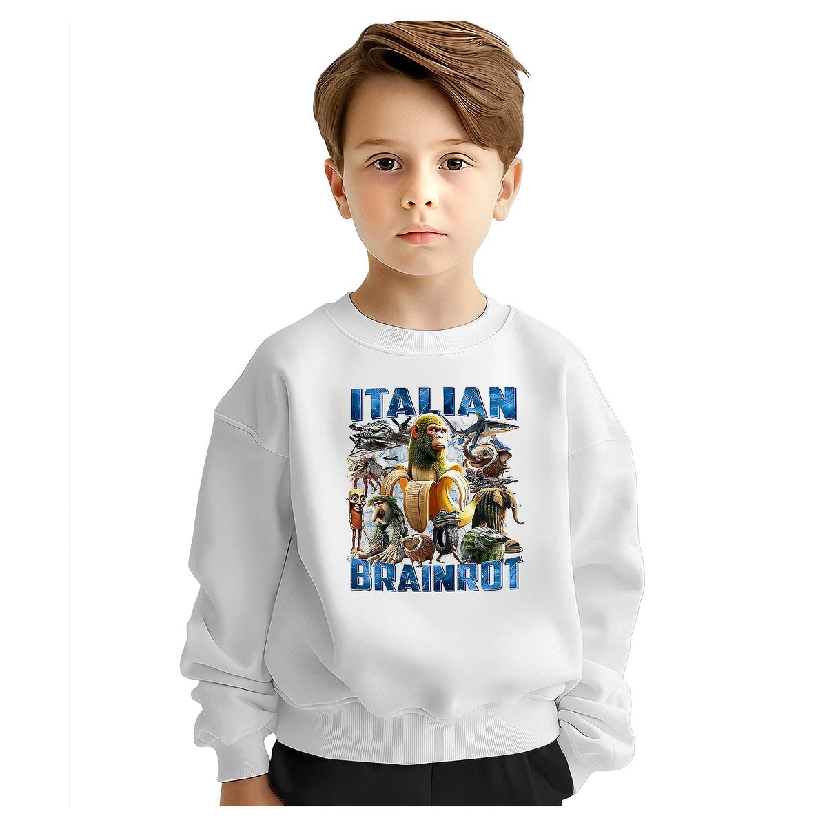 BLUZA DZIECIĘCA ITALIAN BRAINROT MEM 110-116 DLA CHŁOPCA DZIEWCZYNKI