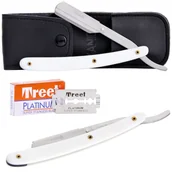 Brzytwy fryzjerskie - Brzytwa fryzjerska barberska do golenia cieniowania trymer uniwersalny na żyletki biała - miniaturka - grafika 1