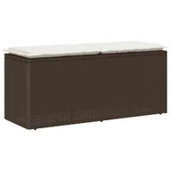 Ławki ogrodowe - vidaXL Ławka ogrodowa z poduszką Brązowa 110x40x44 cm Polirattan - miniaturka - grafika 1