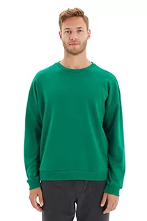 Bluzy męskie - TRENDYOL Męska bluza z mieszanki bawełny - zielona - regularna S zielona, ZIELONY, S - grafika 1