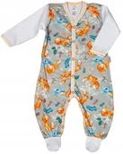 Pajacyki dla niemowląt - PAJAC pajacyk Rozpinany ZDOBIONY Liski popiel r 56 KLEKLE - miniaturka - grafika 1