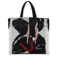 Torebki damskie - Torebka damska Desigual Shopper duża czarna z nadrukiem kwiatowym - miniaturka - grafika 1