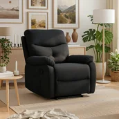 Fotele - Fotel Masujący Rozkładany z Podnóżkiem INTER 2 Czarny Nowoczesny - miniaturka - grafika 1