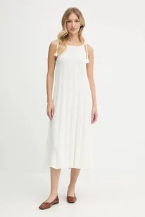 Pepe Jeans sukienka bawełniana kolor beżowy midi rozkloszowana PL953755 - Sukienki - miniaturka - grafika 1