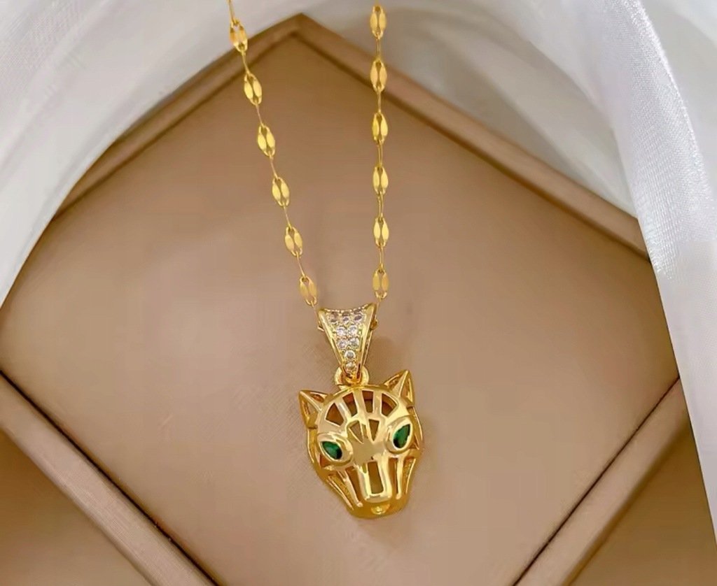 Naszyjnik wisiorek Złota Głowa Pantery Pantera Kot prezent