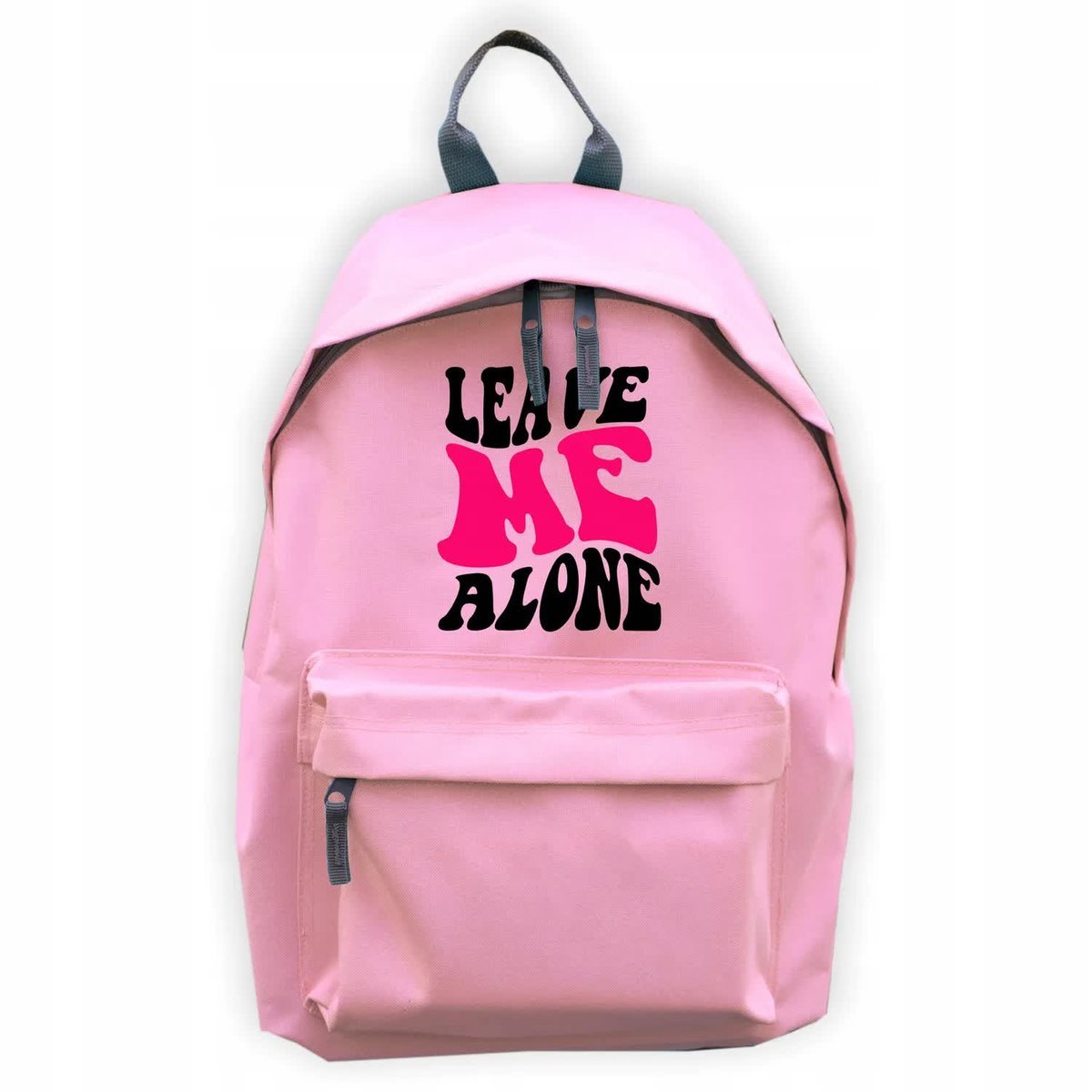 PLECAK SZKOLNY MŁODZIEZOWY RÓŻOWY DO SZKOŁY LEAVE ME ALONE NAPISY WZORY