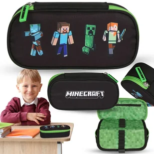 Minecraft KOMOROWY piórnik szkolny bez wyposażenia DLA FANA, saszetka z klapką DLA CHŁOPCA - Piórniki - miniaturka - grafika 1