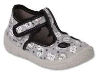 Buty dla chłopców - Kapcie dziecięce domowe chłopięce na rzepy szare Befado 630P012-25 - miniaturka - grafika 1
