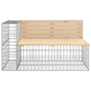 Ławka ogrodowa z gabionem, 347x71x65,5 cm, lite drewno sosnowe Lumarko - Ławki ogrodowe - miniaturka - grafika 5