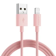 Kable USB - Kabel przewód w oplocie do iPhoneUSB-A - Lightning 2m pastel różowy - miniaturka - grafika 1