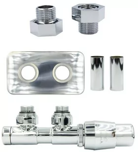 Zawór termostatyczny 50mm TWINS chrom prawy GZ1/2 All in One rozeta zespolona prostokątna - Zawory i kraniki - miniaturka - grafika 1