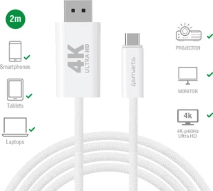 Kabel USB 4smarts USB-C - DisplayPort 2 m Biały (540958) - Kable USB - miniaturka - grafika 1