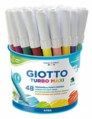 Długopisy - GIOTTO Turbo Maxi super zmywalne pisaki z filcową końcówką, 48 długopisów, duża końcówka 5 mm, różne kolory, idealne dla dzieci, na imprezy i do szkoły - miniaturka - grafika 1