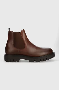Tommy Hilfiger sztyblety skórzane PREMIUM CASUAL CHUNKY LTH CHELS męskie kolor brązowy FM0FM04755 - Botki męskie - miniaturka - grafika 1