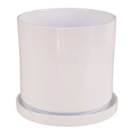 Donice - Doniczka cylinder 974 17 cm + podstawka biały - miniaturka - grafika 1