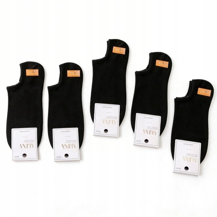 SKARPETKI STOPKI BAWEŁNIANE DAMSKIE CZARNE 5PAR ROZMIAR 39-42