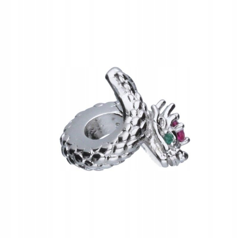Zawieszka modułowa wąż srebro 925, cyrkonie kolorowe 10x14mm 2.47g