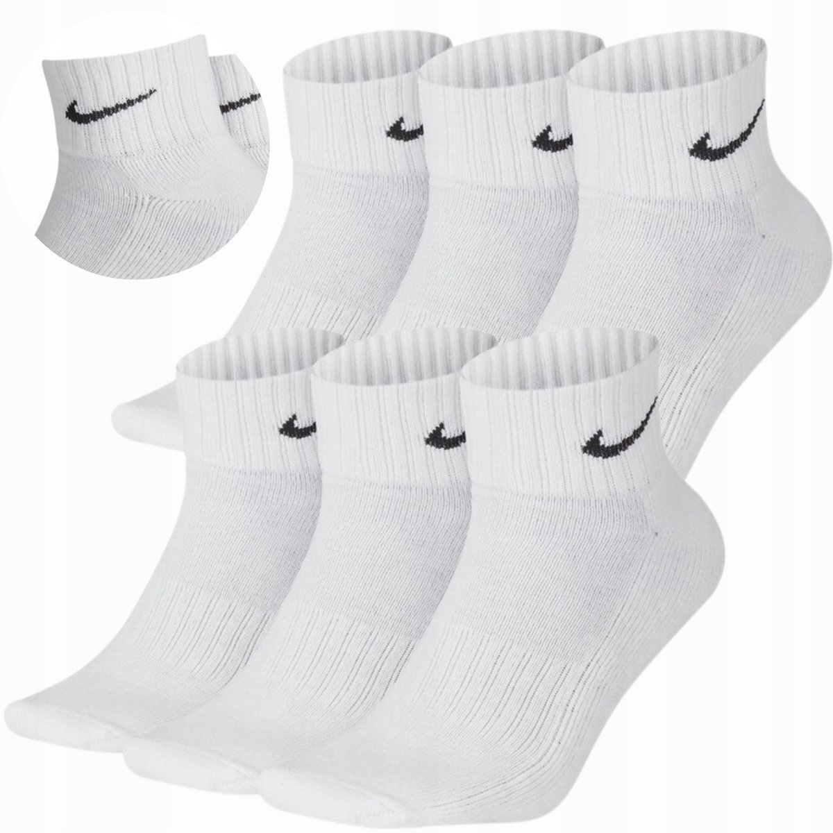 NIKE ORYGINALNE SKARPETY KRÓTKIE L 42-46 6 PAR BIAŁE