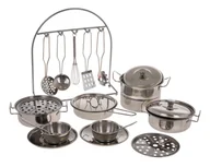 Zabawy w naśladowanie dorosłych - Zestaw Garnków Metalowych + Akcesoria 23el. - miniaturka - grafika 1