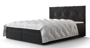 Grafitowe łóżko kontynentalne tapicerowane welurem - Alviero - Łóżka Grafitowe łóżko kontynentalne tapicerowane welurem - Alviero - Łóżka - miniaturka - grafika 1