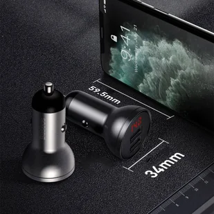 Baseus ładowarka samochodowa 2x USB 4,8A 24W z LCD srebrny (CCBX-0S) - Ładowarki do telefonów - miniaturka - grafika 8