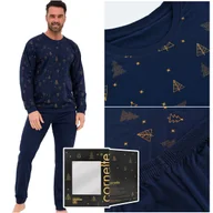 Piżamy damskie - Cornette Piżama Męska Świąteczna Długi Rękaw Granatowa Bawełna Rozmiar XL - miniaturka - grafika 1