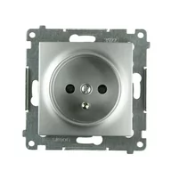 Wyłączniki światła i elektryczne - Simon Gniazdo pojedyncze 2P + Z 54 srebrny - miniaturka - grafika 1