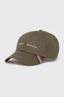 Tommy Hilfiger czapka z daszkiem bawełniana kolor zielony z aplikacją AM0AM12532 - Czapki męskie - miniaturka - grafika 1