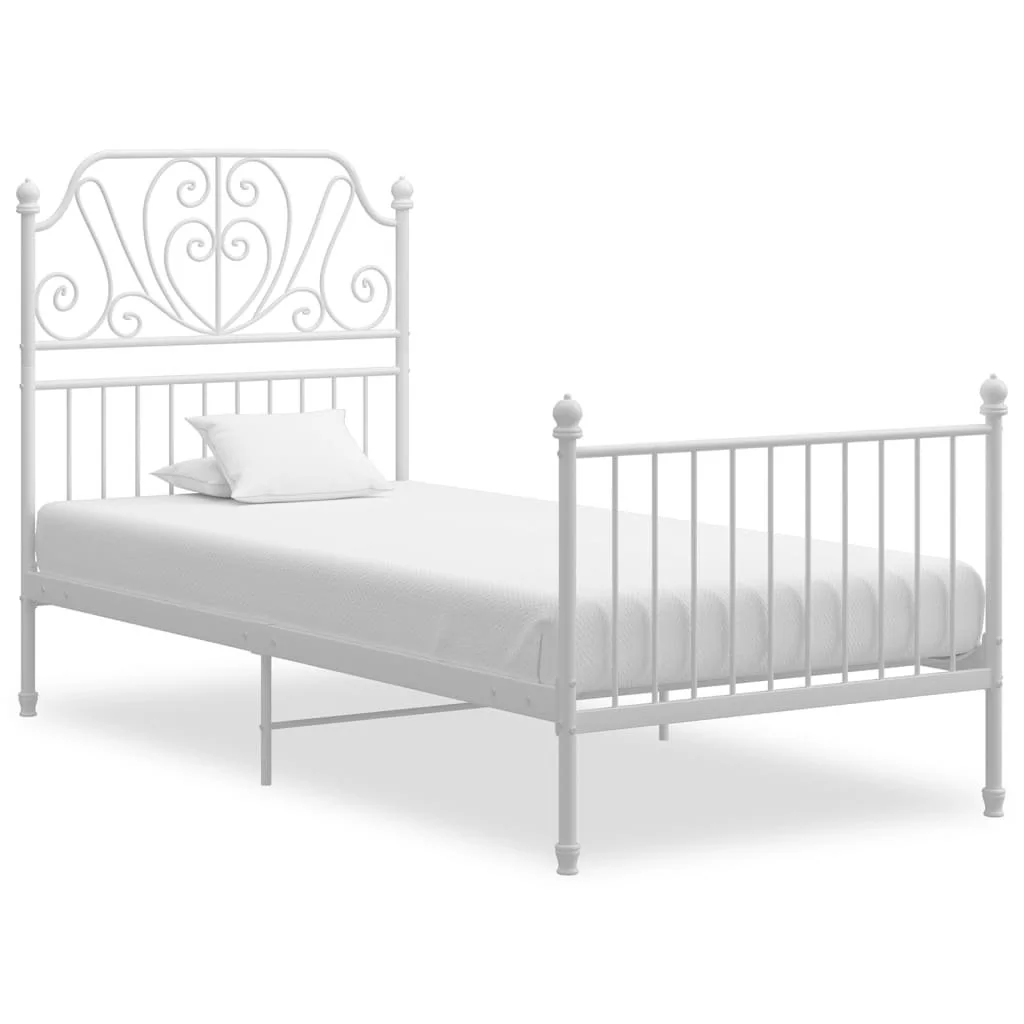 vidaXL Lumarko Rama łóżka, biała, metal i sklejka, 100 x 200 cm 324845