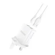 Ładowarki do telefonów - Dudao ładowarka sieciowa z wtyczką UK (Wielka Brytania) 2xUSB-A 2.4A biała + kabel USB-A - microUSB 1m - miniaturka - grafika 1