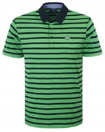 Koszulki męskie - POLO Koszulka Męska ZIELONO-GRANATOWA w Paski Bawełna HASIMI 3XL Pako Jeans - miniaturka - grafika 1