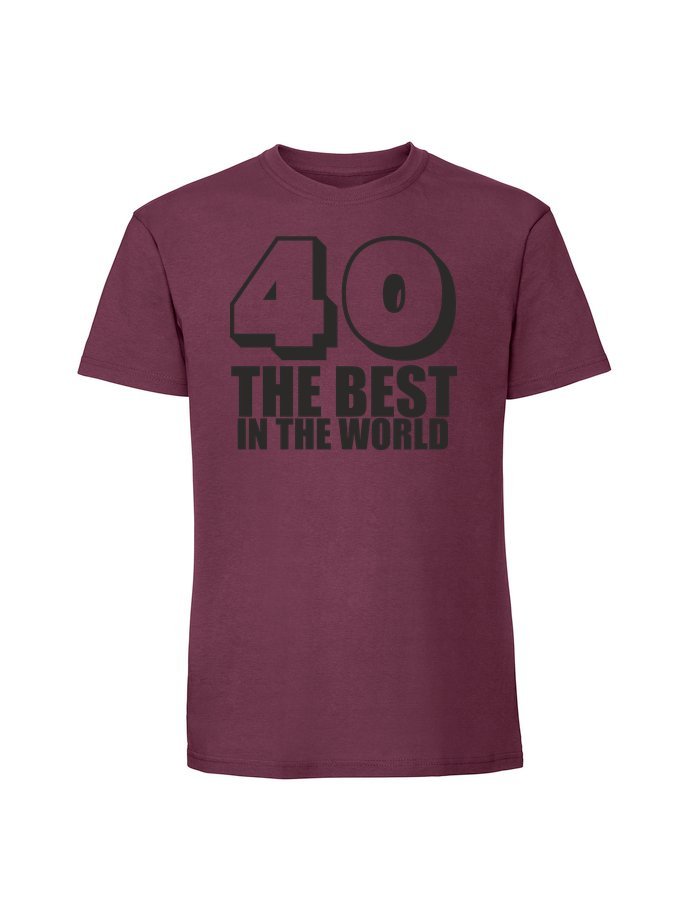 Męska koszulka z nadrukiem -40 The best in the world Burgundowy M