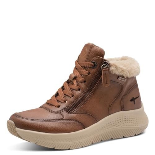 TAMARIS Comfort Lace Boot Flat Duo-tex modne kozaki, koniak, 39 EU, koniak, 39 EU