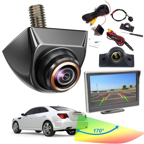 Zestaw Kamera Cofania 170° FishEye 1080p AHD Monitor Ekran 5” Linie Cofania