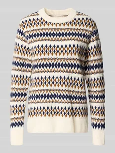 Sweter z dzianiny z prążkowanymi wykończeniami model ‘FAIRISLE’ - Swetry damskie - miniaturka - grafika 1