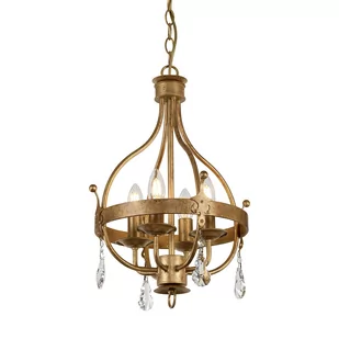Elstead Lighting Żyrandol LAMPA wisząca WINDSOR4 świecznikowa OPRAWA klasyczna z kryształkami crystal patyna pozłacana - Lampy sufitowe - miniaturka - grafika 1