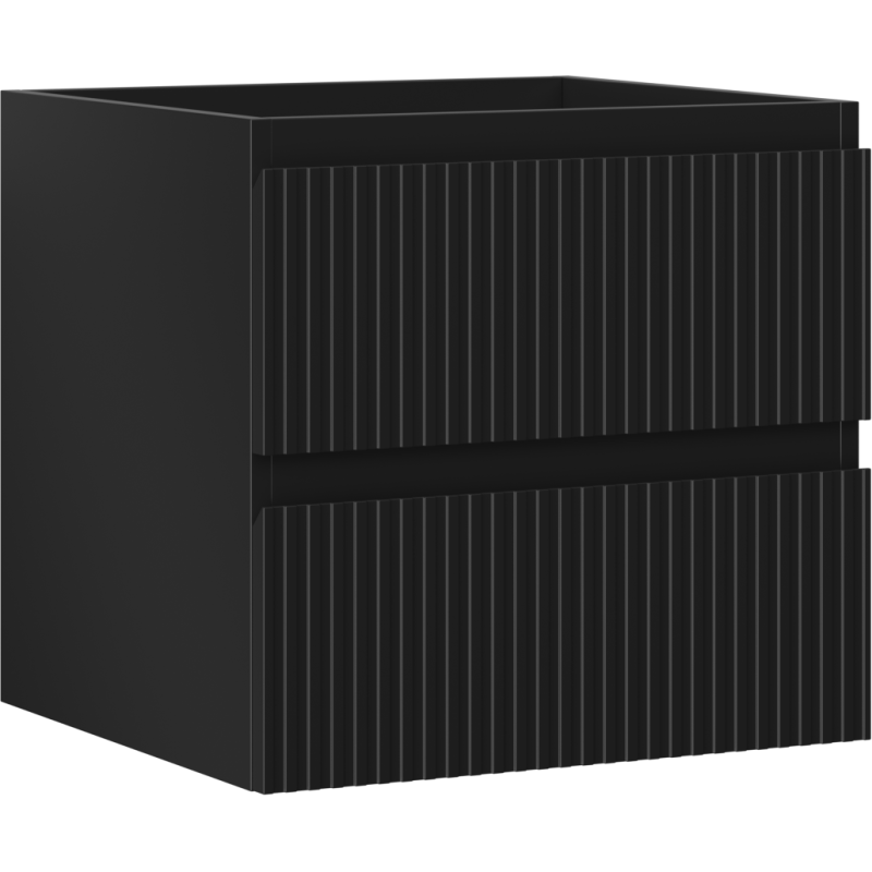 Mexen Rivel szafka łazienkowa podumywalkowa 50 cm, 2 szuflady, ryflowana , czarna mat - 91A20-05047-2-BFF71