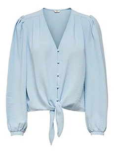 ONLY Damska bluzka Onlmette L/S Button Knot Top Noos WVN, Cashmere Blue, 3XL - Bluzki damskie - miniaturka - grafika 1