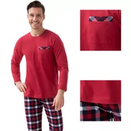 Piżamy damskie - Piżama męska LUNA kod 805 bordowa spodnie w kratę  XL - miniaturka - grafika 1