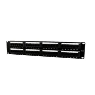 Szafy rack - Gembird PATCH PANEL 48 PORT 2U KAT.6 Z PÓŁKĄ NPP-C648CM-001 - miniaturka - grafika 1